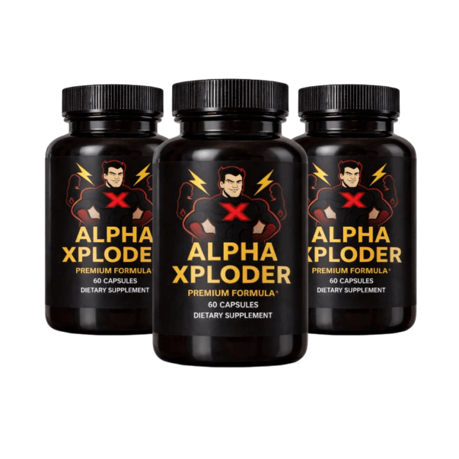 AlphaXploder supplement bottle for men's stamina and energy support